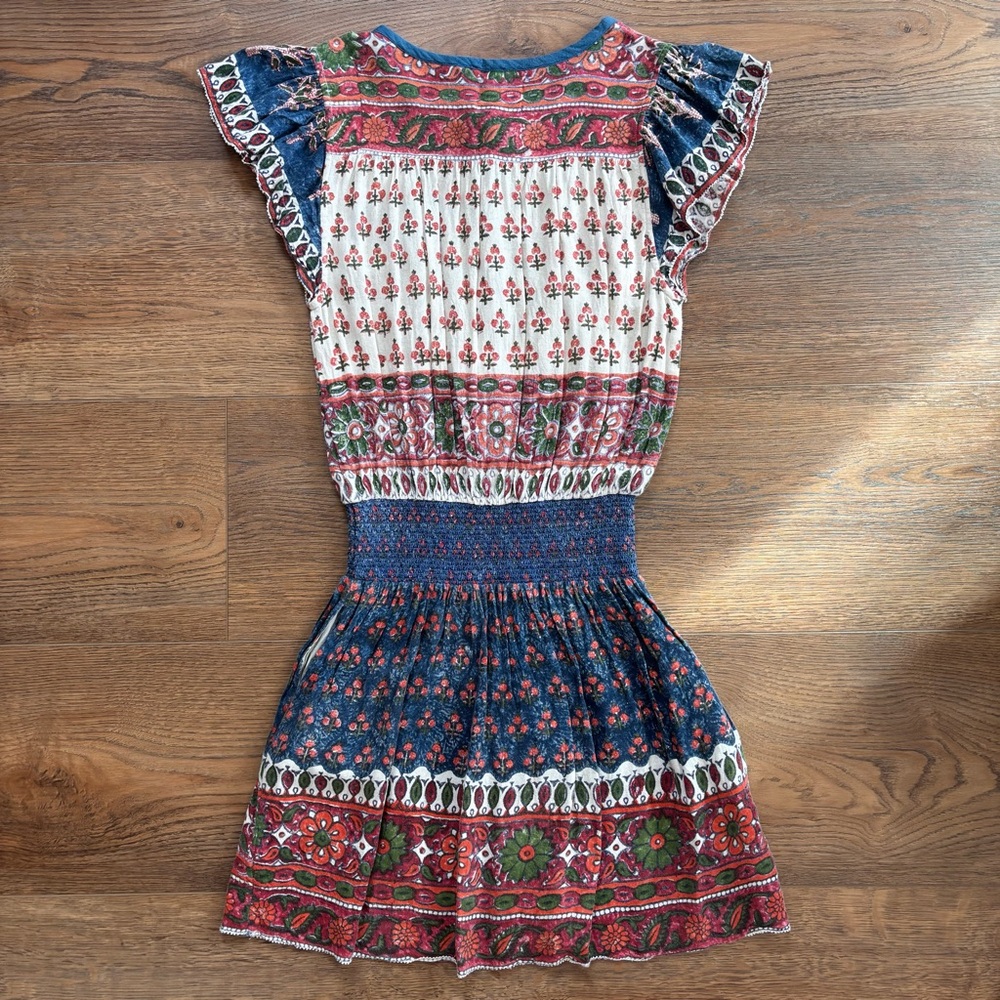 FAHERTY - Bemini Smocked Mini Dress (Small) - Multicolor Floral with Pockets - Picture 4 of 7